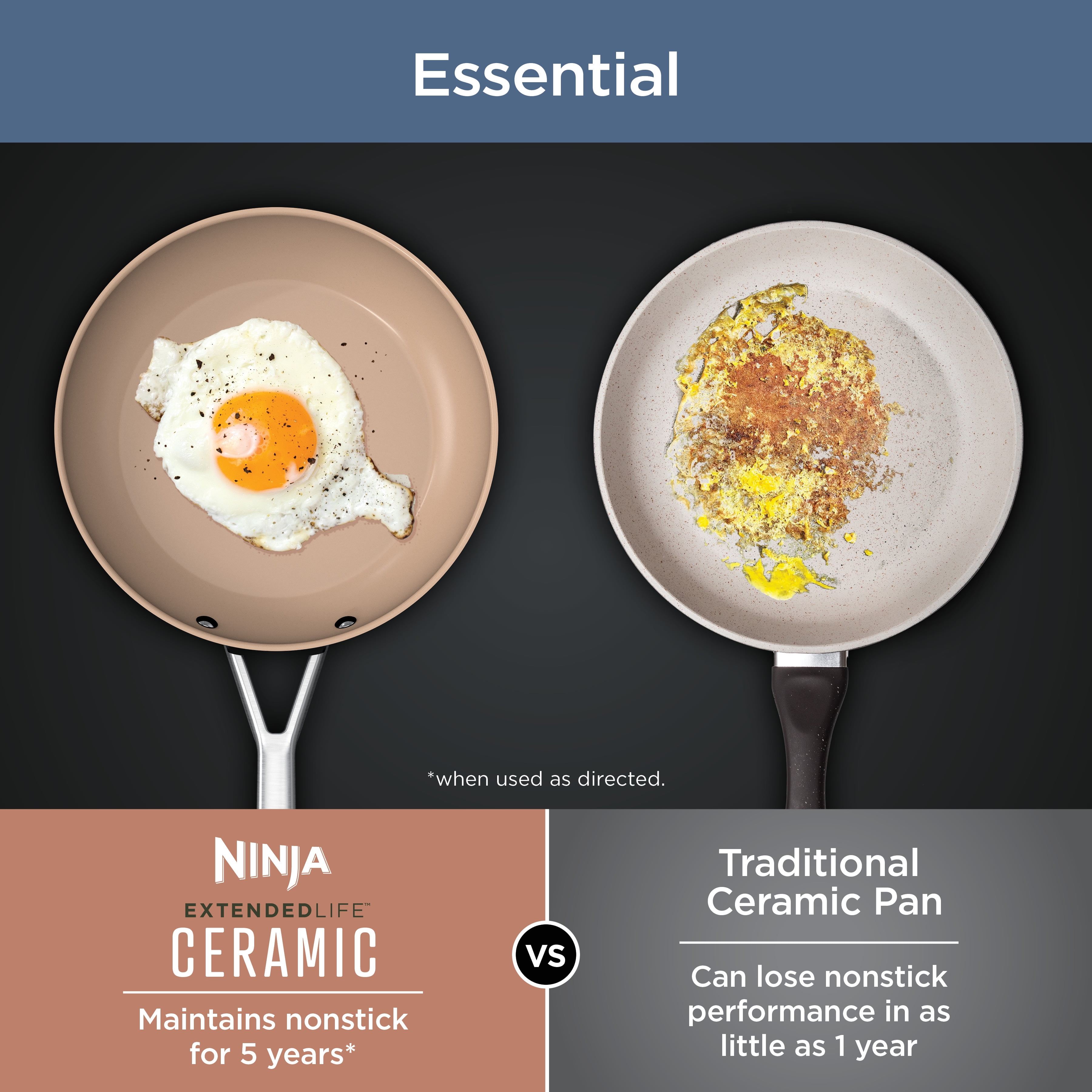 Ninja Extended Life Premium Ceramic 8-Inch Fry Pan Ceramic Nonstick - Ninja