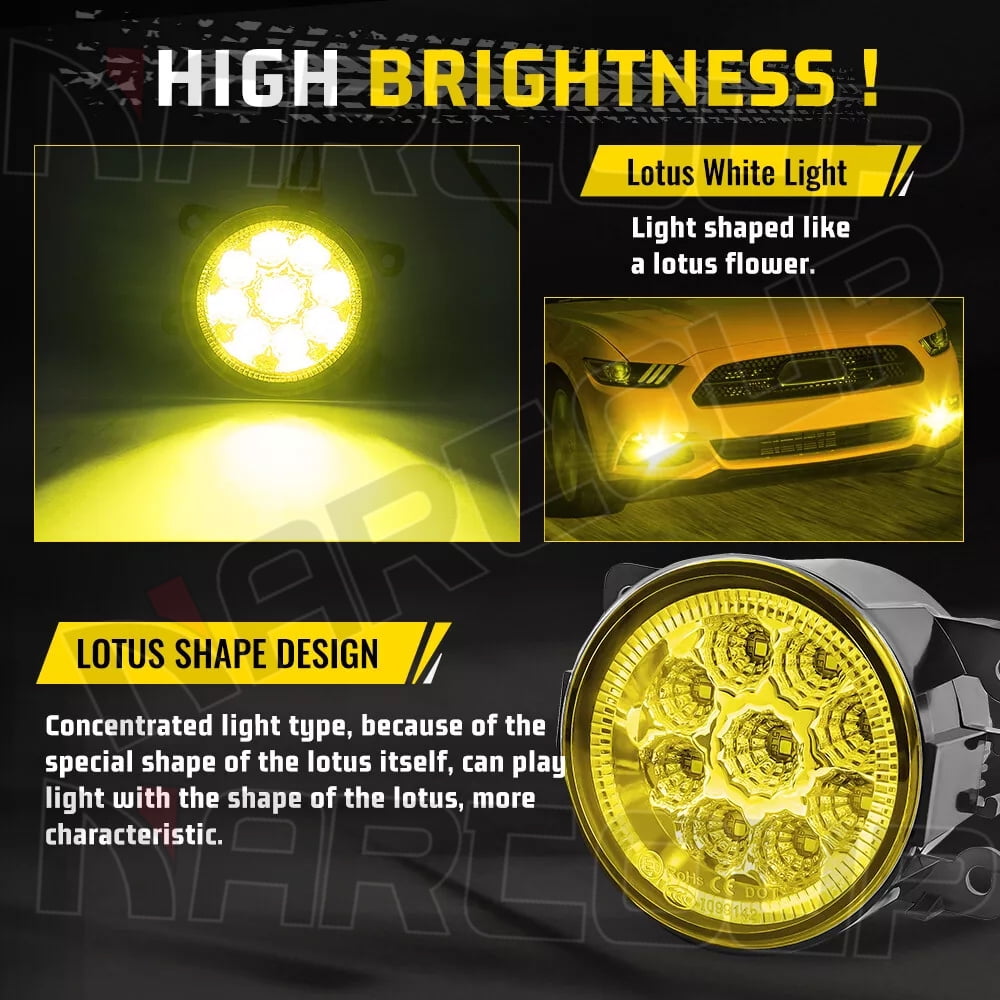 Pair Round LED Fog Lights for Ford Explorer 2011-2015, 55W 3500K Amber Yellow Off-Road Lamps Black Front Bumper LED Fog Lights