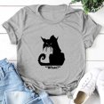thumbnail image 1 of Pntutb - Camiseta con estampado de letras de gato negro informal de Halloween para mujer, blusa con cuello redondo Pntutb Pntutb-5496, 1 of 3