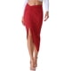 thumbnail image 1 of Faldas con abertura frontal INSPIRE CHIC para mujer, falda midi sólida con cintura alta elástica arrugada irregular XL roja, 1 of 6