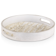 thumbnail image 1 of Bouclair Plateau Rond en Bois Blanc à Motif, 1 of 10