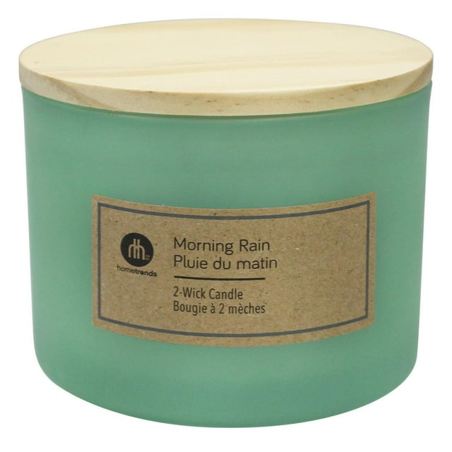 Hometrends 12oz Morning Rain Scented 2-Wick Frosted Jar Candle