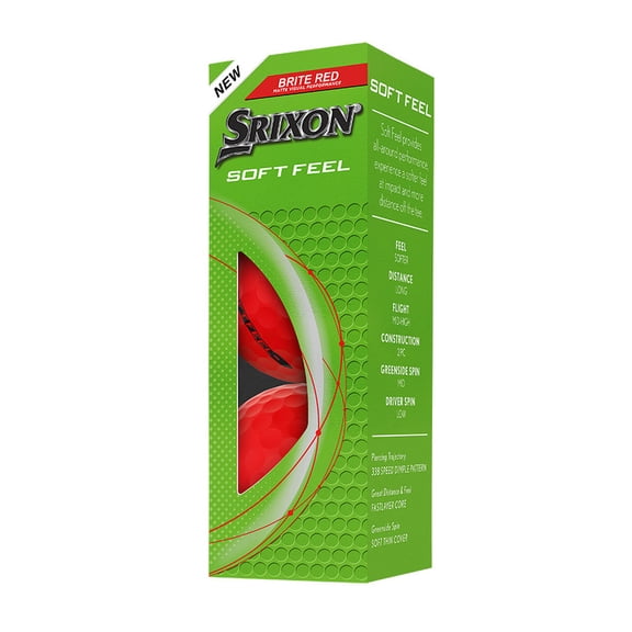 Srixon Soft Feel Golf Balls (Brite Red, 3pk) 1 Sleeve 2025 NEW