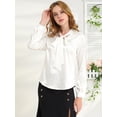 thumbnail image 4 of Blusa Allegra K Puntos Irregular Manga Larga Cuello Del Lazo Trabajo Casual Para Mujer Blanco XL, 4 of 6