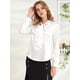 thumbnail image 4 of Blusa Allegra K Puntos Irregular Manga Larga Cuello Del Lazo Trabajo Casual Para Mujer Blanco XL, 4 of 6