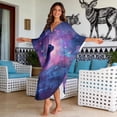 thumbnail image 3 of SEANATIVE Women's Caftan Beach Cover Up Kaftan Dress Plus Size Kaftan Loungewear Maxi Dress Lightweight Flowey Kaftan Swimsuit Coverup for Summer Beach Pool Party, Black Cat Galaxy Pattern Violet, 3 of 7