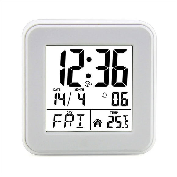 Reloj Despertador con Calendario Perpetuo, Reloj de Cabecera Activado por Voz con Retroiluminación, Reloj para Personas Mayores con Temperatura