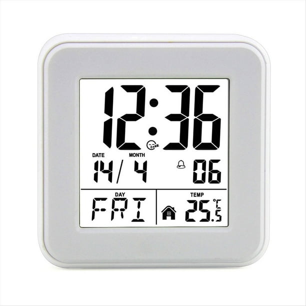 Reloj Despertador con Calendario Perpetuo, Reloj de Cabecera Activado por Voz con Retroiluminación, Reloj para Personas Mayores con Temperatura