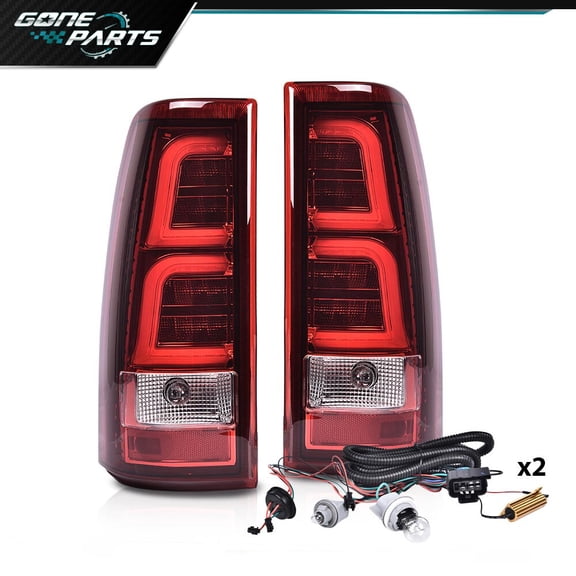 Fit For 1999-06 Chevy Silverado GMC Sierra LED Tube Tail Lights Brake Lamps Red