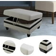 thumbnail image 4 of Sofa Ottoman with Storage, Ottoman Bench for Living Room, Bedroom, Rectangular, White-Black PU Leather, 4 of 17