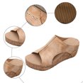 thumbnail image 5 of Rokment Women's Vintage Platform Wedge Gladiator Slides Sandals Boho Beach Casual Leather Hollow out Studded Orthotic Chunky High Heels Slip on Summer Shoes Yellow Size 8, 5 of 7