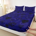 thumbnail image 3 of Feelyou Women Love Heart Queen Sheet Sets, Dreamy Blue Cartoon Flat Sheet, Modern Fashion Style Queen Fitted Sheet, Lightweight Room Decor, 4-Piece, 3 of 7