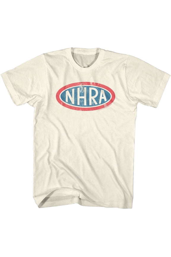 National Hot Rod Association NHRA Oval Logo Natural Adult T-Shirt