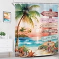 thumbnail image 3 of Ocean Beach Tropical Shower Curtain for Bathroom Decor 84Wx72H Sunset Palm Tree Starfish Coastal Nautical Sun Positive Quotes Art Printed Fabric Polyester Waterproof 12 Pack Plastic Hooks, 3 of 6
