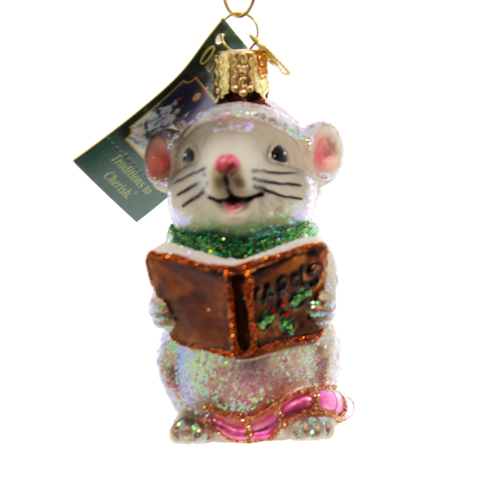 Old World Christmas Caroling Brown Mouse Ornament 