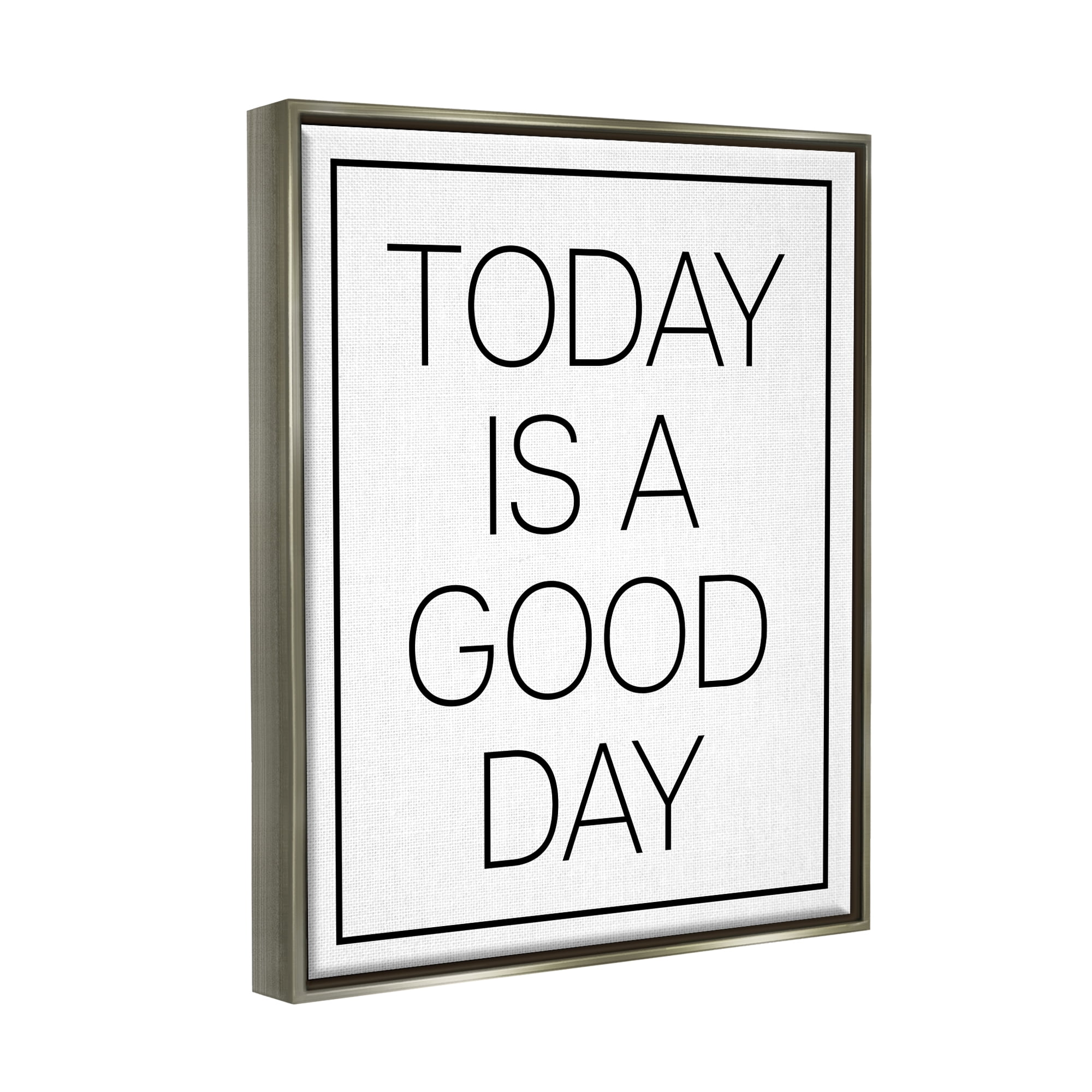 Stupell Industries Minimal Good Day Phrase Inspirational Painting Gray Floater Framed Art Print Wall Art, 17 x 21