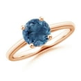 thumbnail image 1 of Angara Natural London Blue Topaz Ring - Prong-Set Round 1.55 ct London Blue Topaz Solitaire Ring in 14K Rose Gold for Women (Ring Size = 3.5), 1 of 9