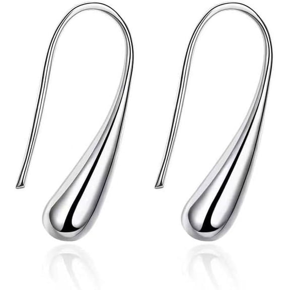 Silver Simple Water Drop Earrings for Women Small Sterling Sliver Plated Classic Dangle Hoop Earring Thread Drop Earrings Fashion Costume Jewelry