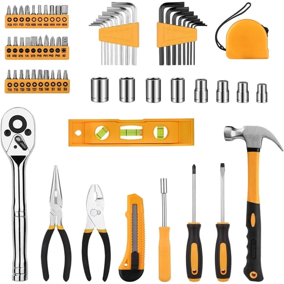 65 Pieces Tool Set General Household Hand Tool Kit with Storage Case Plastic ToolBox