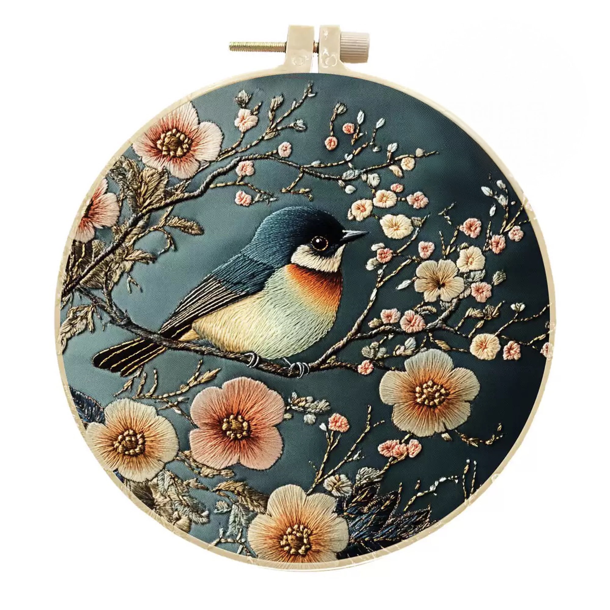 4 Pack Bird and Flower Embroidery Kits for Adults Beginners Realistic Floral Nature Needlepoint DIY Hoop Art Craft Set