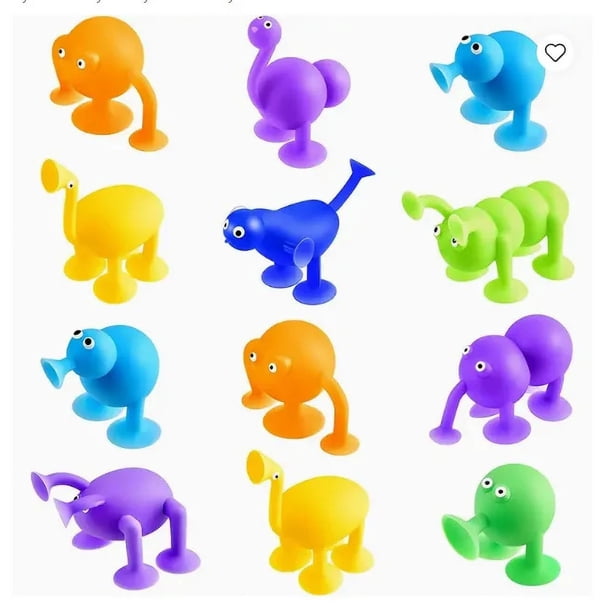 Bloques de construcción de silicona suave Juguete con forma de animal Juguete de succión para niños Juego interactivo para liberar el estrés entre padres e hijos Juguete de baño con ventosa