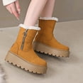 thumbnail image 2 of Miluxas Winter Snow Boots for Women Warm Fleece Lined Ankle Booties Wide Calf Side Zipper Round Toe Boots Faux Suede Platform Booties Comfortable Outdoor Non-Slip Walking Boot Brown 7(39), 2 of 9