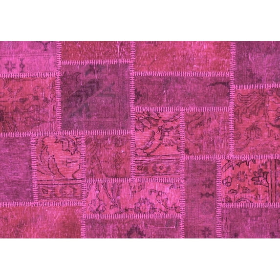 Ahgly Company Indoor Rectangle Patchwork Pink Transitional Area Rugs, 7' x 9'