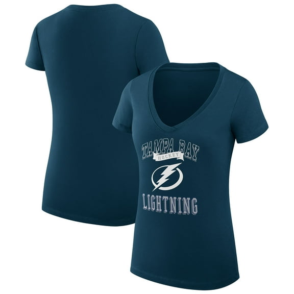 Women's G-III 4Her by Carl Banks Navy Tampa Bay Lightning Super-Slim Fit Lightweight Team Logo Graphic V-Neck T-Shirt