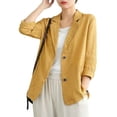 thumbnail image 1 of Vedolay Fall Tops for Women Womens Fashion 2023 Casual Long Sleeve Open Front Work Blazer Jackets with Pockets,Yellow M, 1 of 5