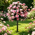 thumbnail image 1 of Árbol artificial, rododendro con estaca falsa decoración exterior para jardín y patio, arreglo floral plástico realista resistente a la intemperie, 1 of 6