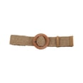 thumbnail image 3 of Segolike Woven Belt, Elastic Stretch Waist Belt, Clothing Decoration Lady Waist Belt, Adjustable Ladies Wooden Buckle Braided Dress Belt for Club Khaki, 3 of 8