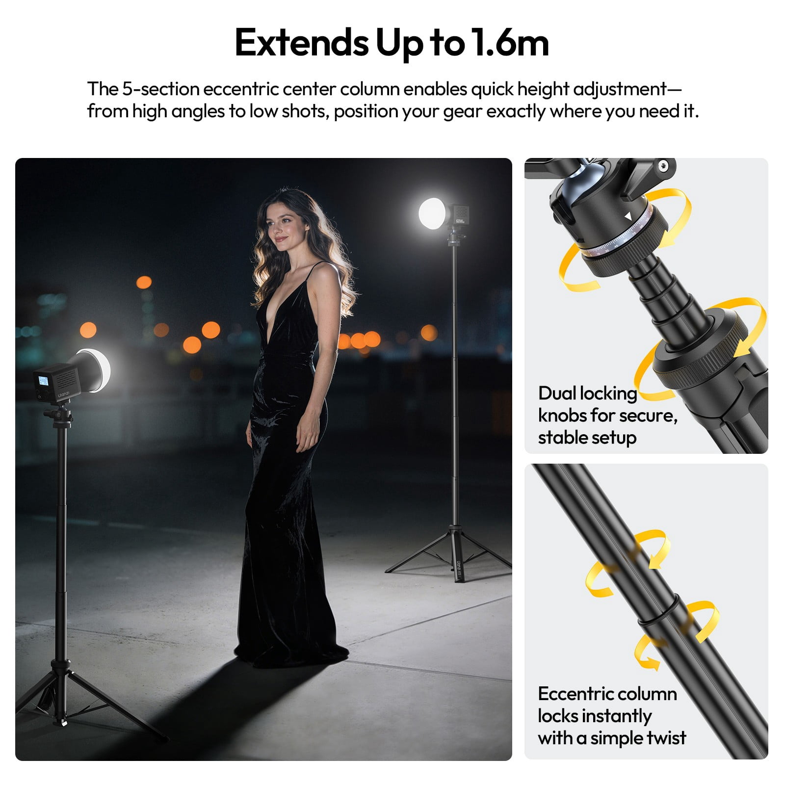Ulanzi MT93 Camera Tripod with Auto Open Legs, 62" Adjustable Tripod with 360° Ball Head & Quick Release for DSLR, Mirrorless, Video & Lighting