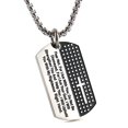 thumbnail image 2 of HZMAN Isaiah 41:10 Jewelry, Stainless Steel cross Dog Tag Necklace STRENGTH Bible Verse (Tag Silver), 2 of 8