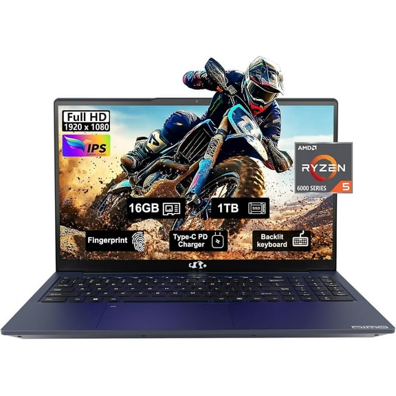 15.6 Business-gaming-Laptop, 6-Cores AMD Ryzen 5 6600H 660M 6nm GPU, 16GB DDR5 1TB SSD(Beat i5-12450H up to 4.5GHz)100W Type-C FHD IPS Laptop-Computer with Fingerprint Backlit Keyboard WiFi5 Win11