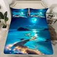 thumbnail image 2 of Erosebridal Ocean Beach Sheet Set Twin,Moon Night Bedding Sets Twin Size,Coastal Ocean Twin Sheet Sets,Super Cozy Galaxy Room Decor,3pcs, 2 of 7