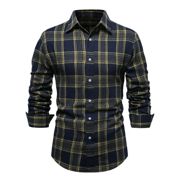 Wancir Men's Flannel Shirts Long Sleeve Plaid Checkered Brushed Casual Western Cowboy Pearl Snap Shirt