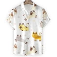 thumbnail image 3 of Camisa con estampado de gato en 3D para hombre, camisa hawaiana holgada de manga corta con botones, ropa de playa para vacaciones, ropa para niños, 3 of 5