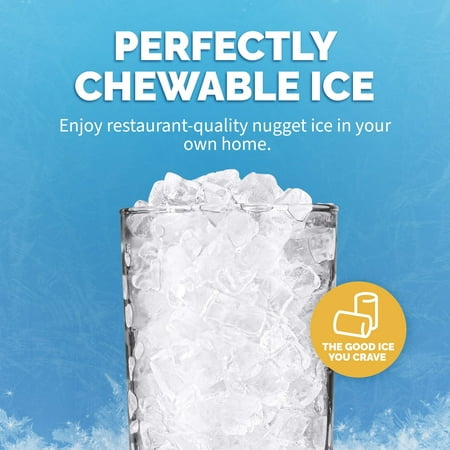 NewAir - 44lb. Nugget Countertop Ice Maker with Self-Cleaning Function - Black Stainless Steel