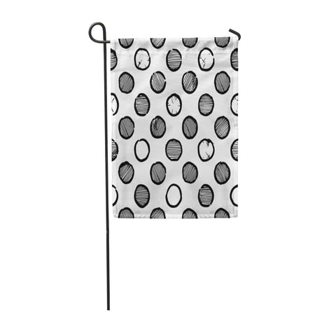 SIDONKU Colorful Pattern Vintage Black and White Polka Dots in Ink Garden Flag Decorative Flag House Banner 12x18 inch