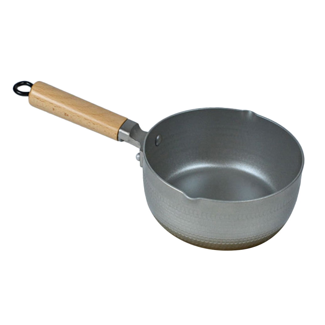 Soimiss 1Pc Instant Noodle Stew Pot Nonstick Plated Silver Pan with Double Outlet for Easy Pouring