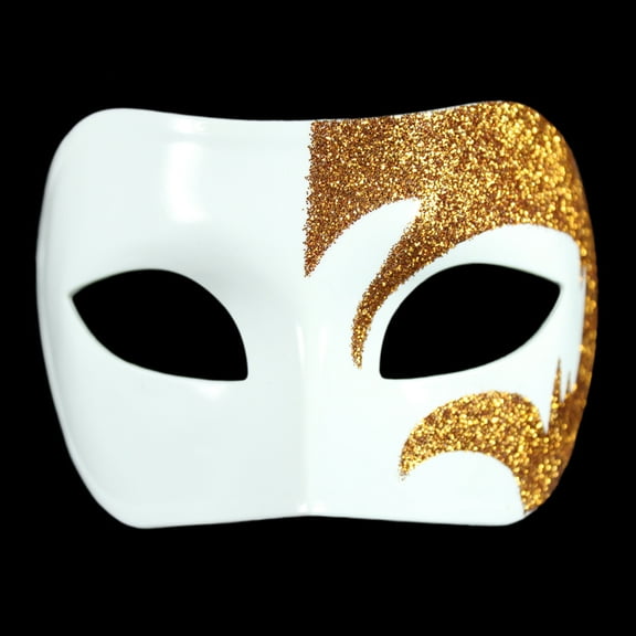 SeasonsTrading Mystic Gold Glitter & White Venetian Masquerade Mask