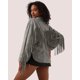 thumbnail image 2 of Chaqueta Locachy de gamuza sintética con flecos para mujer, vintage, gris, talla S, 2 of 7