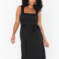 thumbnail image 3 of Vestido largo informal sin mangas con cuello cuadrado y volantes para dama de honor, elegante, de color negro, para verano, talla M, 3 of 7