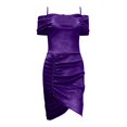 thumbnail image 2 of GDREDA Robe pour Femmes Bordure Européenne et Américaine Printemps Robe Slim à Bretelles Cordon Irrégulier Robe de Soirée 2024 Violet,S, 2 of 5