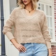 thumbnail image 2 of JINMGG V Neck Sweaters for Women Fall Winter Clearance,Women V-Neck Hollow Diamond Knit Fashion Sweater, 2 of 5
