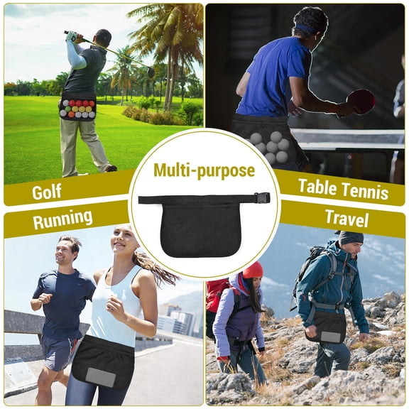 YAHHU Adjustable Tennis Ball Waist Pouch – Multi‑Sport Ball Holder with Zipper Bag, Soft Oxford Cloth, Fits 22‑44” Belt