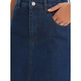 thumbnail image 5 of Women Denim Skirt Maxi A Line High Waisted Raw Hem Casual Jean Skirt S Deep Blue, 5 of 6