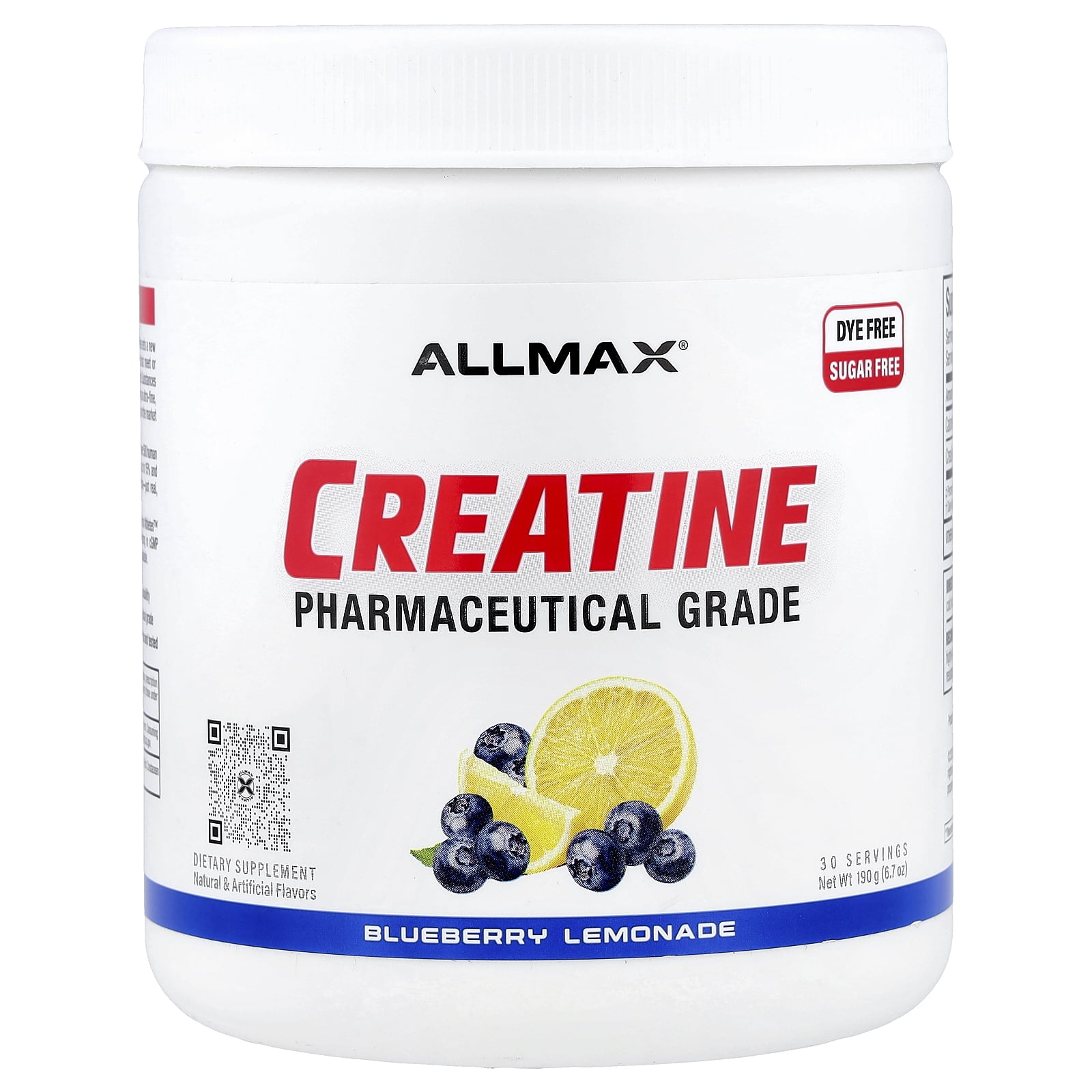 ALLMAX Creatine, Pharmaceutical Grade, Blueberry Lemonade, 6.7 oz (190 g)