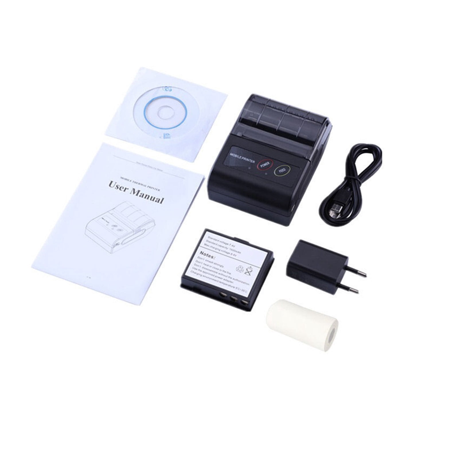 Mini 58mm Ink-free Portable Thermal Printer Wireless Receipt Printer USB BT ,Quick-Drying Ink