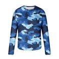 thumbnail image 5 of KeShDi Mens Sweatshirt Mens Flannel Shirt Men's Camouflage Print Crewneck Casual Long-sleeved Blue L, 5 of 5